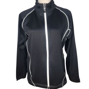 Peter Millar Warmth Woman's Sz M Black Element Jacket Full Zip Pockets Golf
